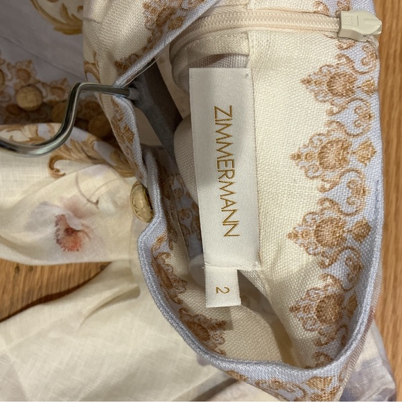 NWOT Zimmermann Elegant Floral Long-Sleeve Linen Mini Dress, Size AU 2 = M - Picture 11 of 13